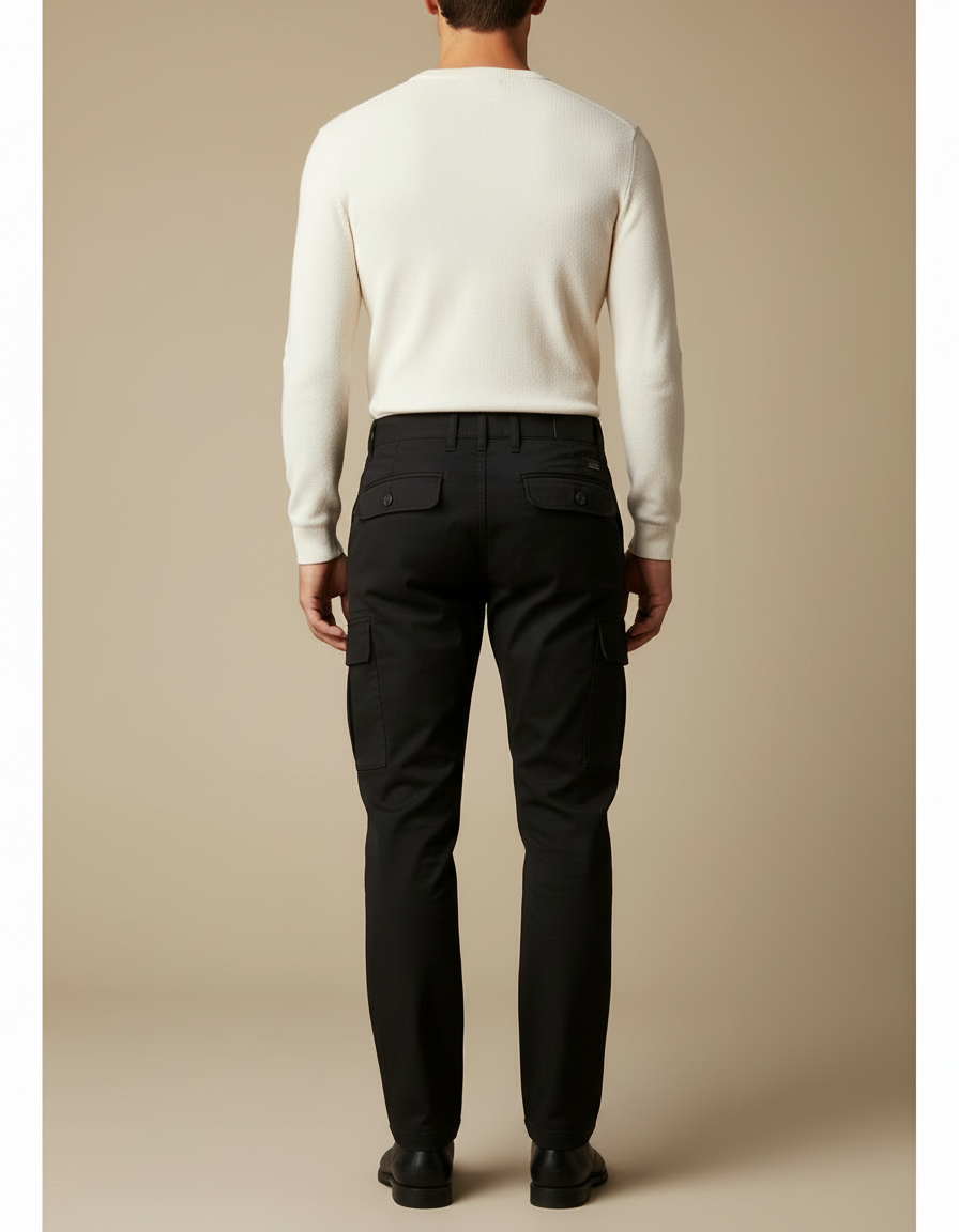 Pantalon Cargo Relaxed Fit - Noir Coton - vue 2