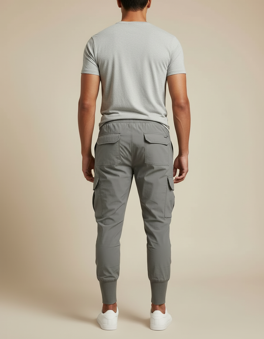 Pantalon Cargo Gris Jogger Cordon Sport Homme - Polyester - vue 2
