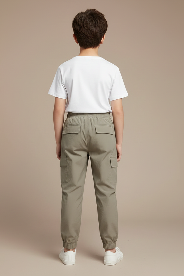Pantalon Cargo Kaki Coton Décontracté Poches Enfant - Polyester - vue 2