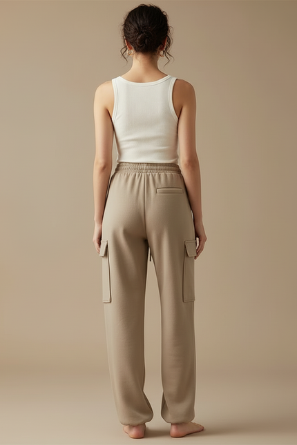 Pantalon Cargo Beige Ample Molletonné Femme - vue 2