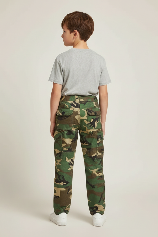 Pantalon Cargo Camouflage Militaire Enfant Garçon Coton - Multicolore - vue 2