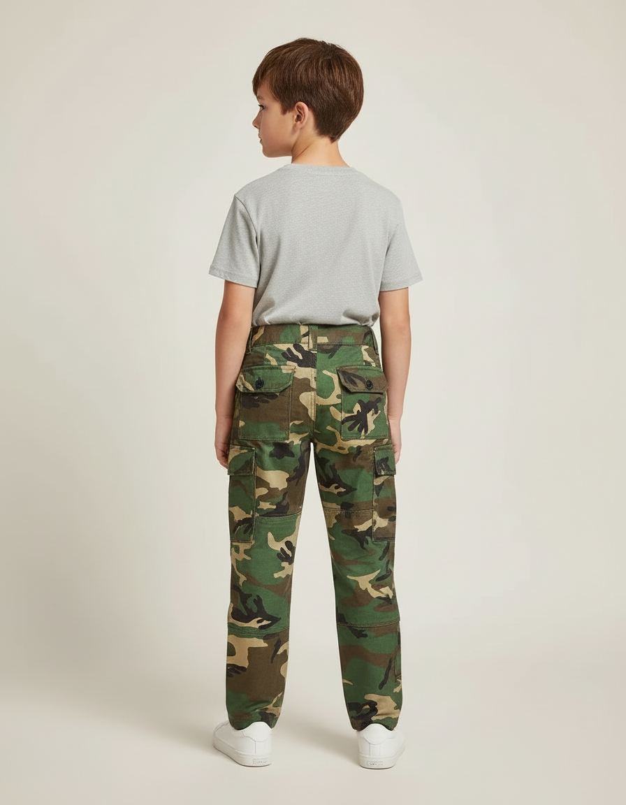 Pantalon Cargo Camouflage Militaire Enfant Garçon Coton - Multicolore - vue 2