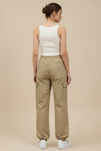 Pantalon Cargo Kaki Ample Décontracté Femme - Polyester - vue 2