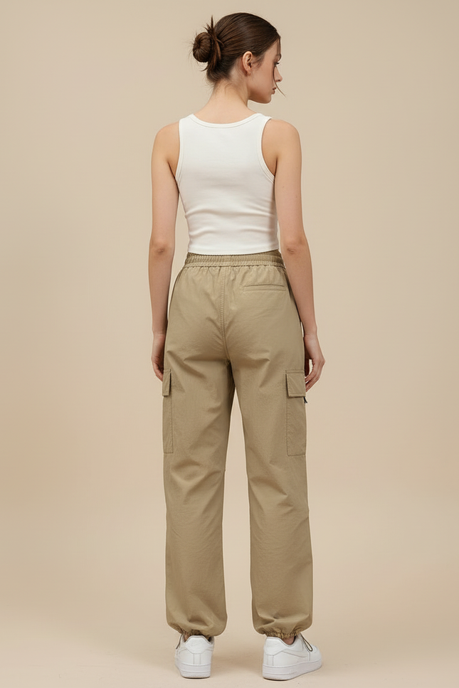 Pantalon Cargo Kaki Ample Décontracté Femme - Polyester - vue 2