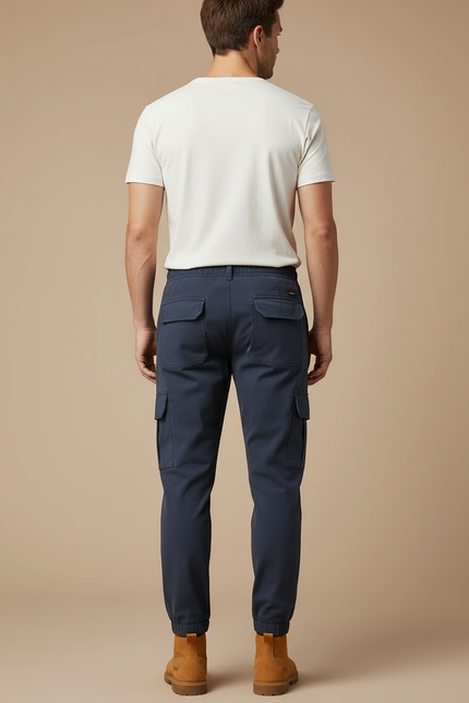 Pantalon Cargo Bleu Marine Coton Ample Décontracté Homme - Polyester - vue 2