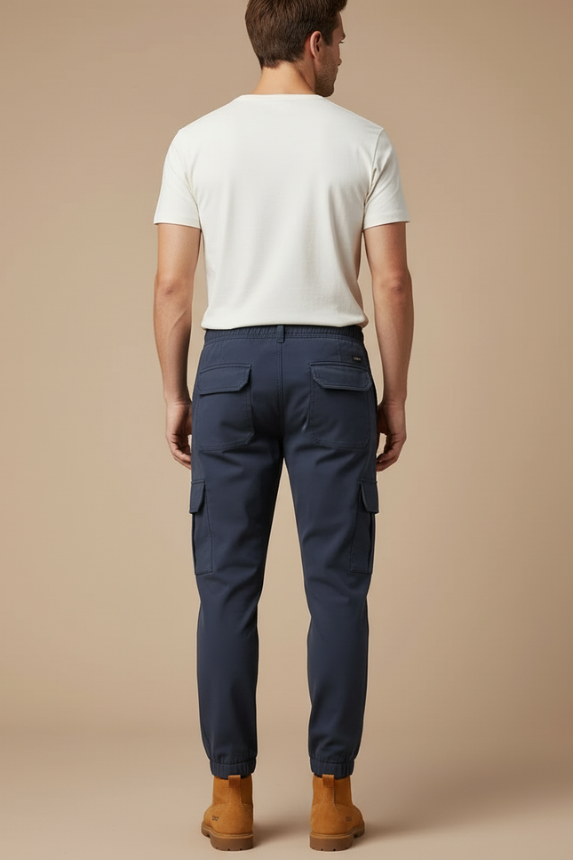 Pantalon Cargo Bleu Marine Coton Ample Décontracté Homme - Polyester - vue 2