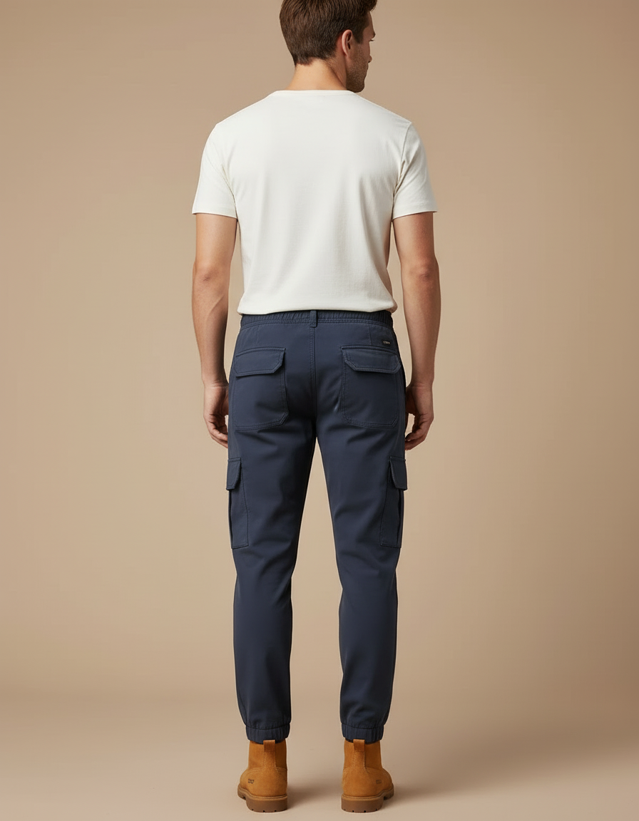 Pantalon Cargo Bleu Marine Coton Ample Décontracté Homme - Polyester - vue 2