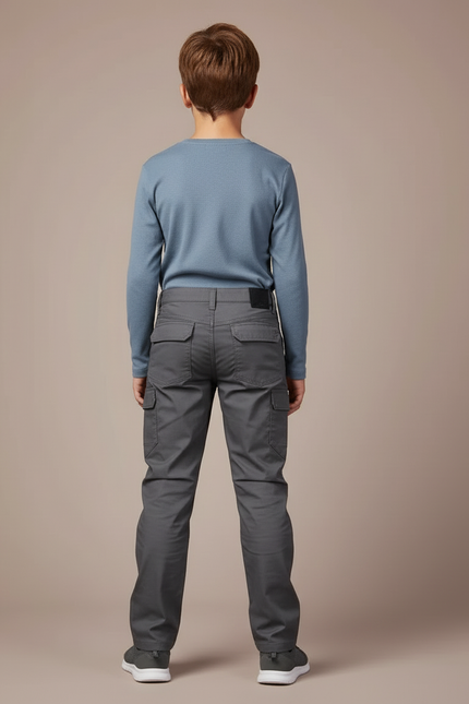 Pantalon Cargo Gris Enfant Multipoches Décontracté - Toile - vue 2