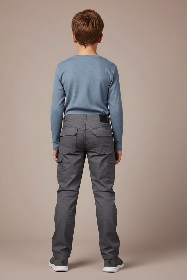 Pantalon Cargo Gris Enfant Multipoches Décontracté - Toile - vue 2