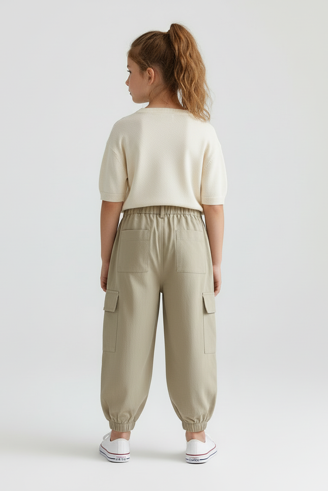 Pantalon Cargo Beige Ample Coton Enfant - vue 2