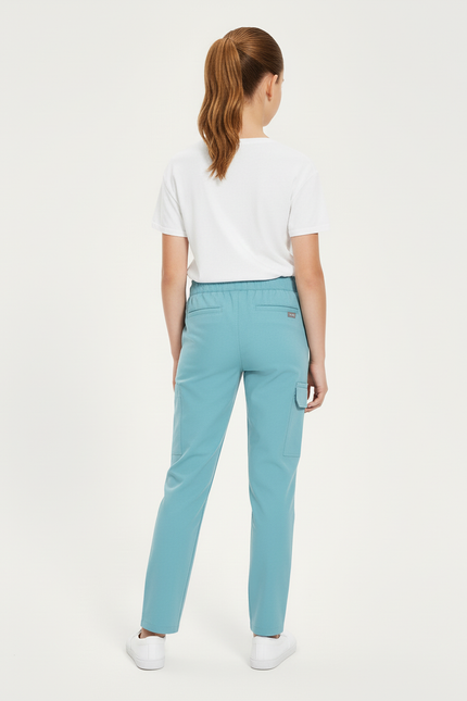Pantalon Cargo Bleu Ciel Cordon Élastique Enfant - Polyester - vue 2