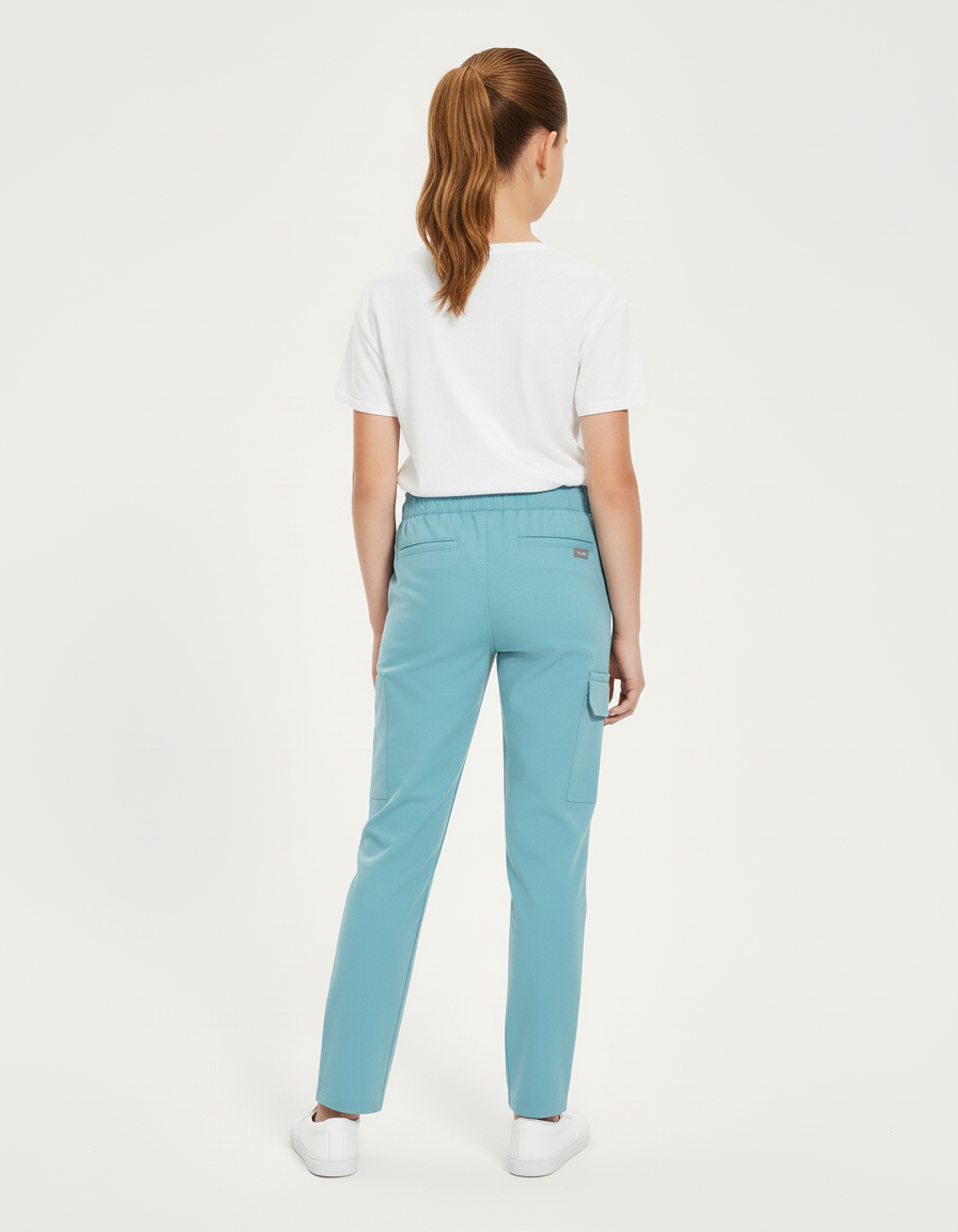 Pantalon Cargo Bleu Ciel Cordon Élastique Enfant - Polyester - vue 2