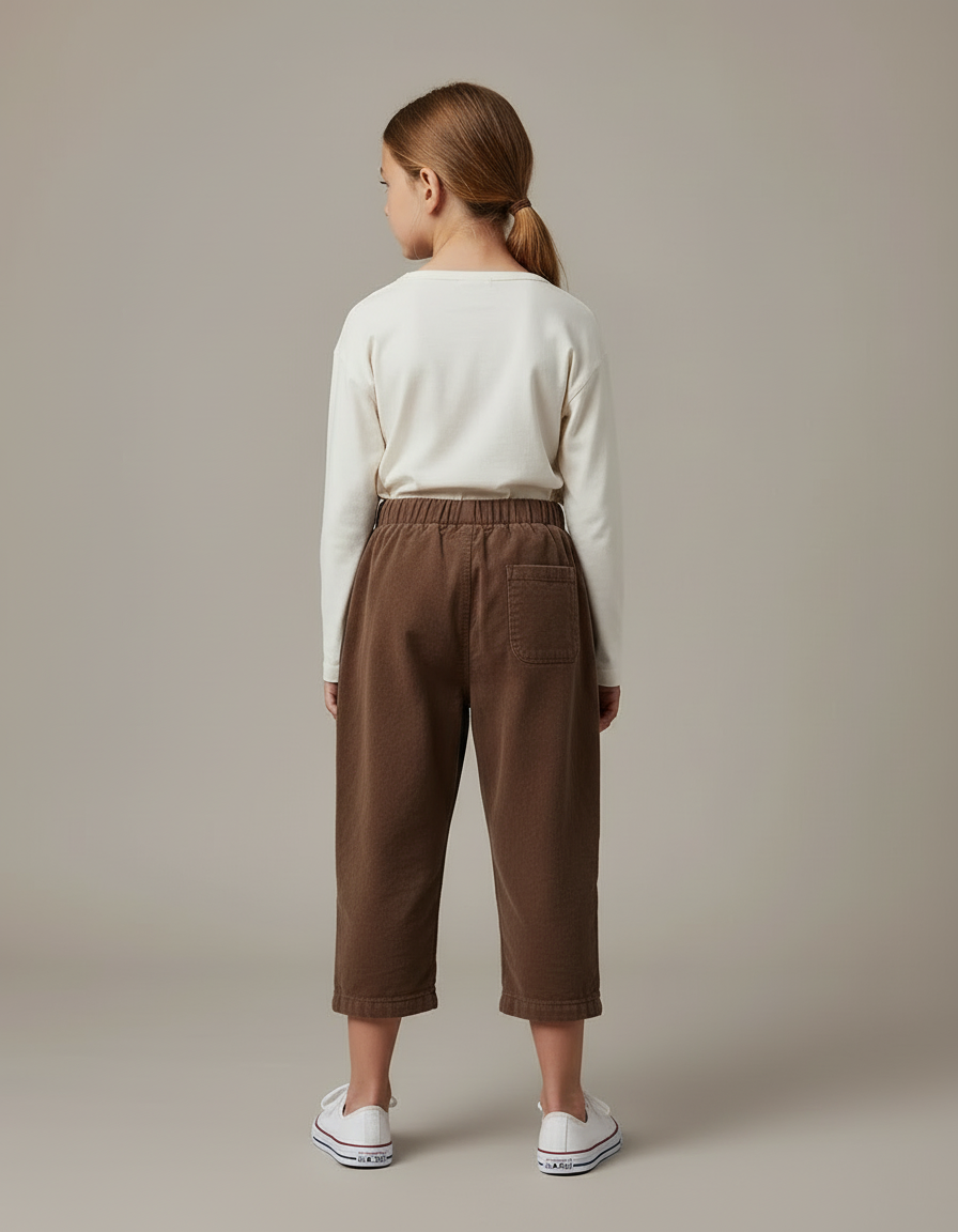 Pantalon Cargo Velours Côtelé Marron Décontracté Enfant - Cordé - vue 2