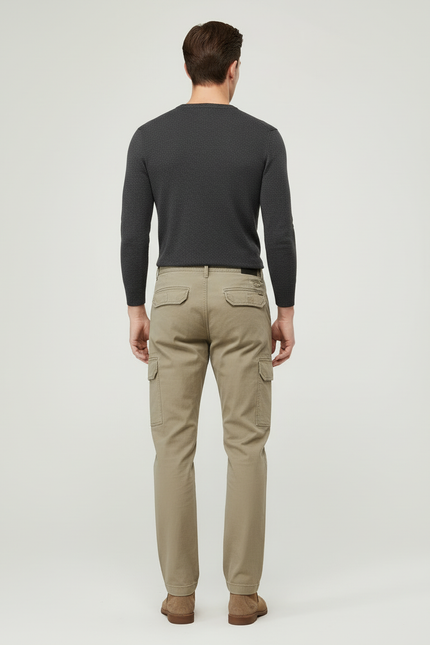 Pantalon Cargo Beige Coton Coupe Droite Casual - vue 2