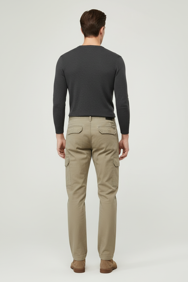 Pantalon Cargo Beige Coton Coupe Droite Casual - vue 2