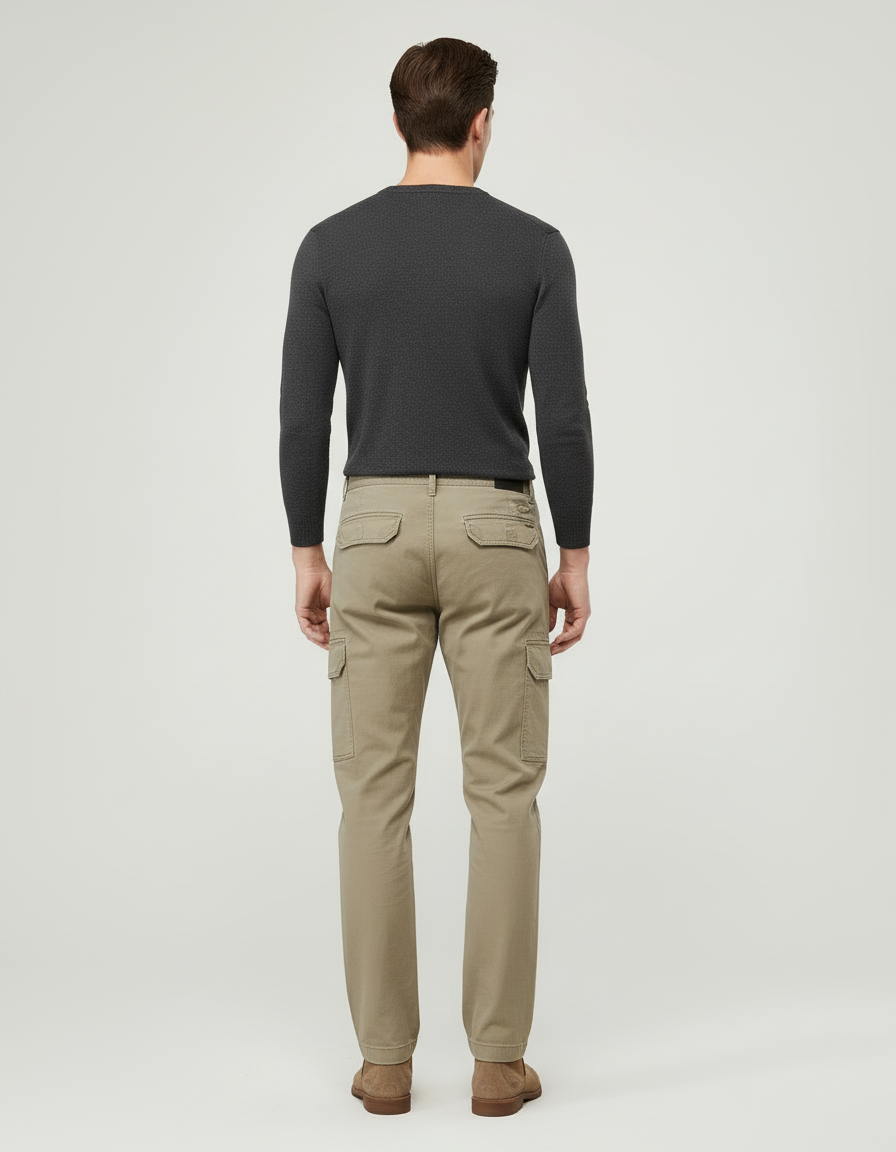 Pantalon Cargo Beige Coton Coupe Droite Casual - vue 2