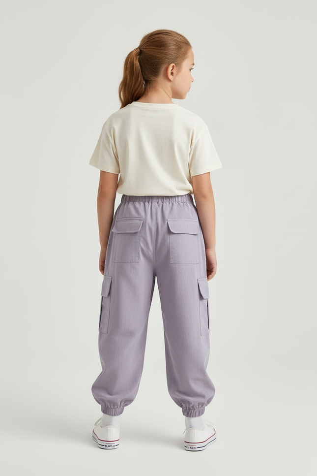 Pantalon Cargo Violet Ample Coton Enfant - vue 2