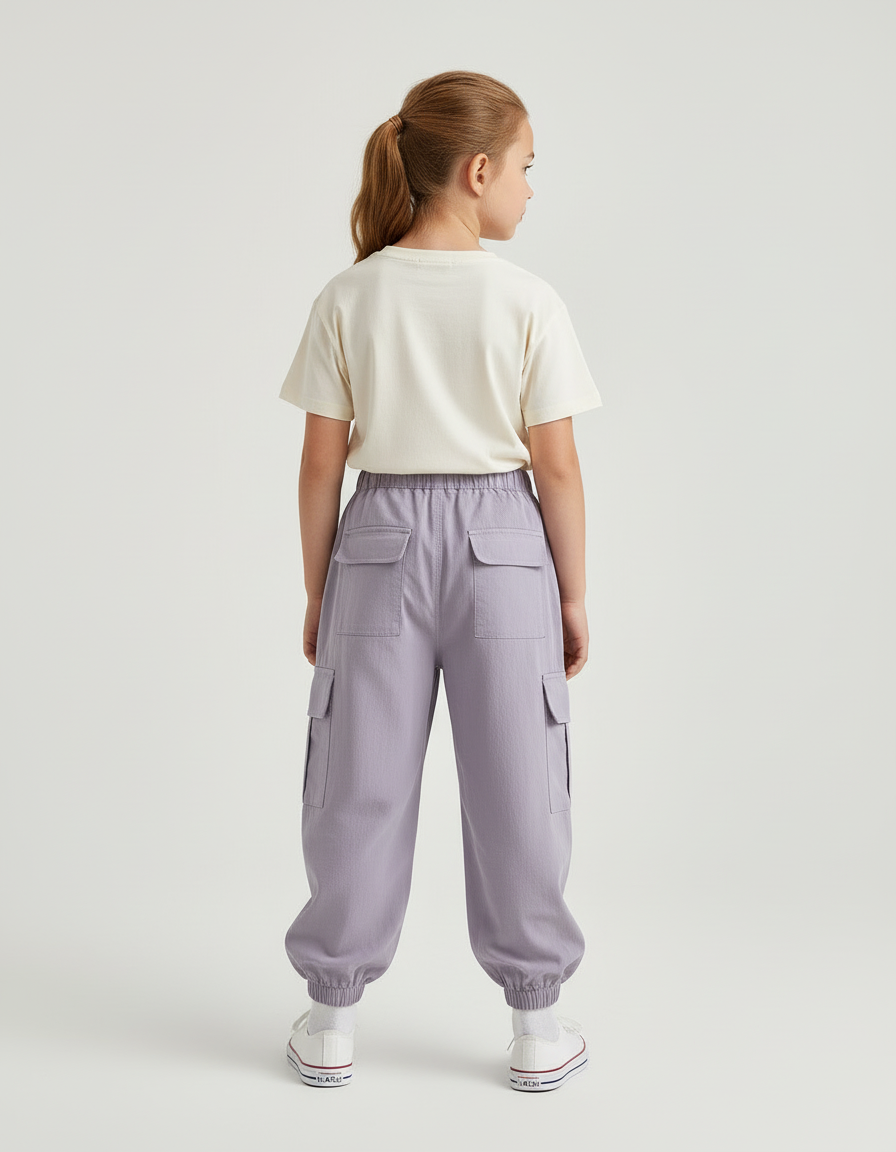 Pantalon Cargo Violet Ample Coton Enfant - vue 2