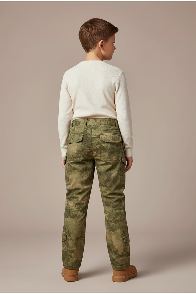 Pantalon Cargo Camouflage Militaire Genouillères Intégrées Enfant - Multicolore Toile - vue 2