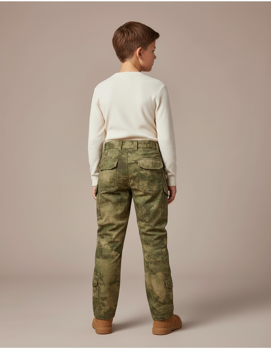 Pantalon Cargo Camouflage Militaire Genouillères Intégrées Enfant - Multicolore Toile - vue 2