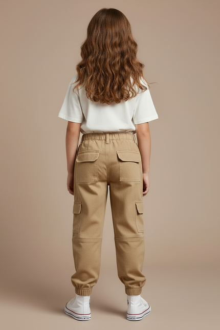 Pantalon Cargo Beige Ample Multipoches Enfant - Toile - vue 2