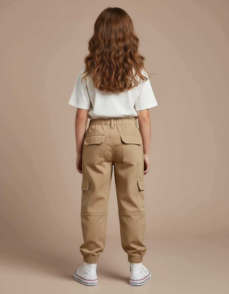 Pantalon Cargo Beige Ample Multipoches Enfant - Toile - vue 2