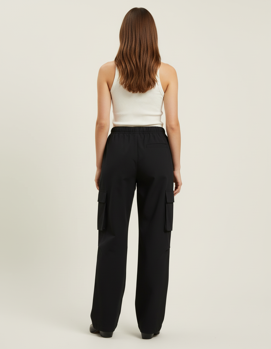 Pantalon Cargo Coton Technique Femme - Noir - vue 2