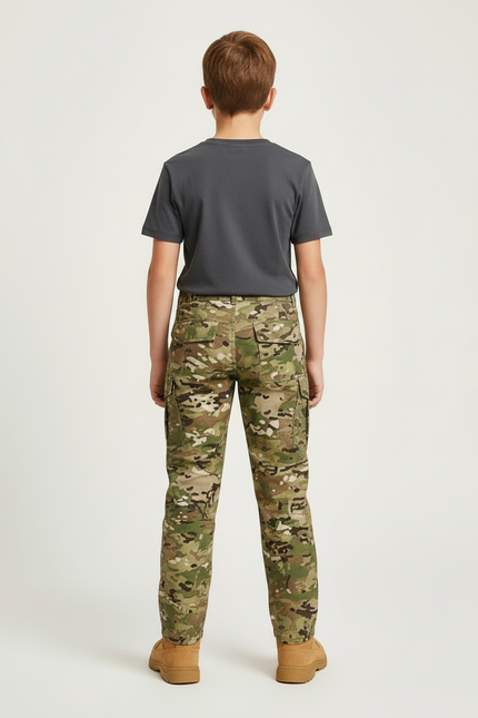 Pantalon Cargo Camouflage Militaire Multipoches Enfant - Multicolore Toile - vue 2