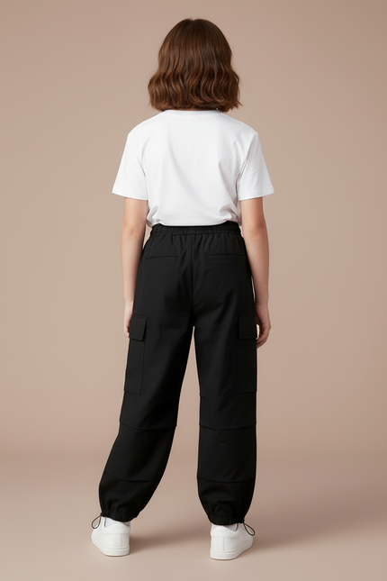Pantalon Cargo Noir Ample Multipoches Enfant - Polyester - vue 2