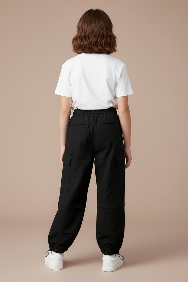 Pantalon Cargo Noir Ample Multipoches Enfant - Polyester - vue 2