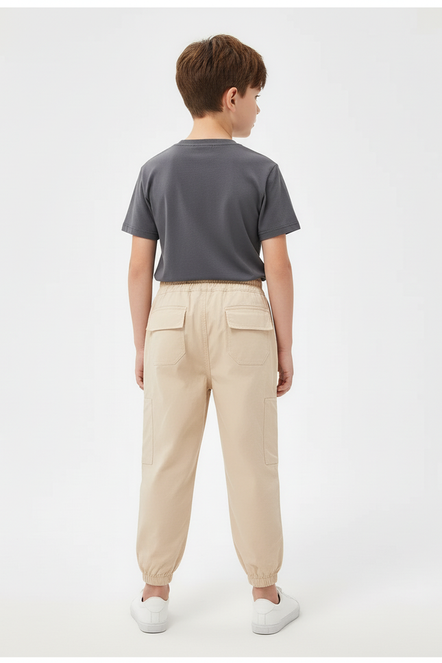 Pantalon Cargo Beige Ample Poches Garçon Décontracté - Gabardine - vue 2