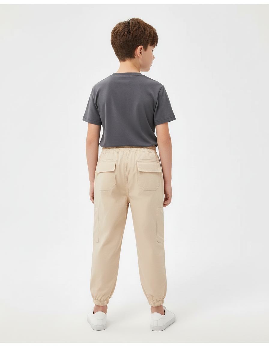 Pantalon Cargo Beige Ample Poches Garçon Décontracté - Gabardine - vue 2