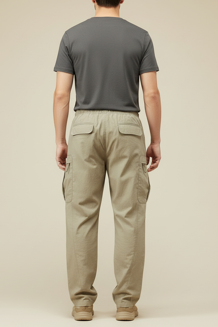 Pantalon Cargo Beige Ample Léger Décontracté Homme - Polyester - vue 2