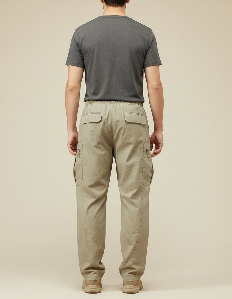 Pantalon Cargo Beige Ample Léger Décontracté Homme - Polyester - vue 2