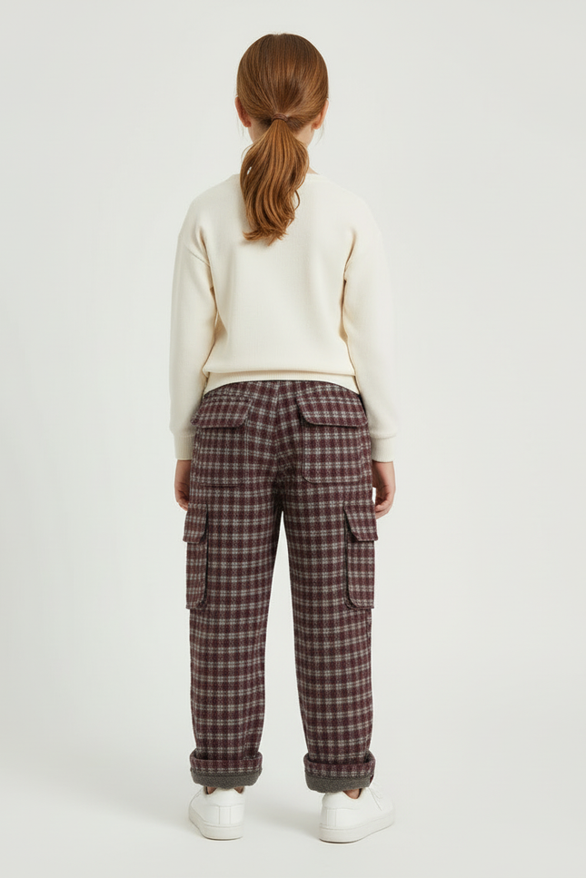 Pantalon Cargo À Carreaux - Bordeaux Tweed - vue 2