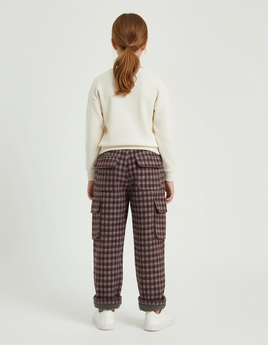 Pantalon Cargo À Carreaux - Bordeaux Tweed - vue 2