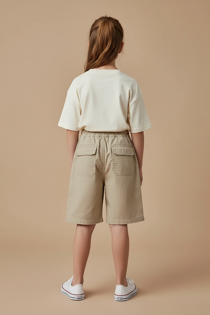 Pantalon Cargo Beige Ample Coton Décontracté Enfant - Toile - vue 2