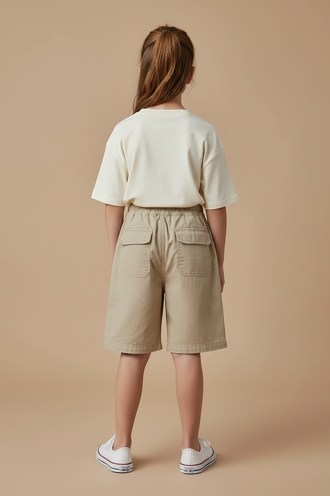 Pantalon Cargo Beige Ample Coton Décontracté Enfant - Toile - vue 2