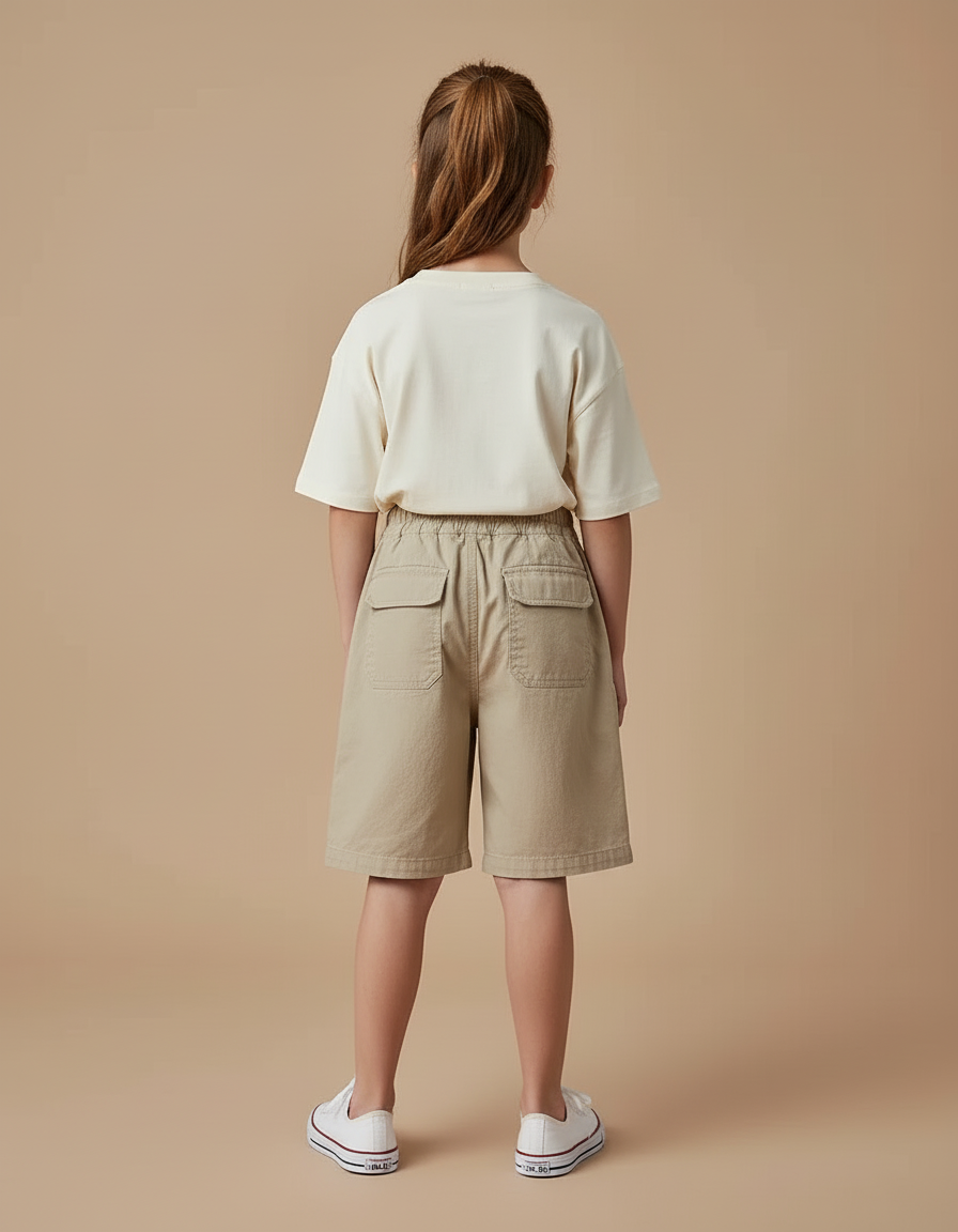 Pantalon Cargo Beige Ample Coton Décontracté Enfant - Toile - vue 2