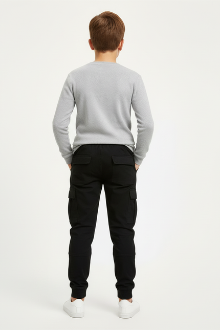 Pantalon Cargo Noir Coton Jogging Confortable Garçon - vue 2