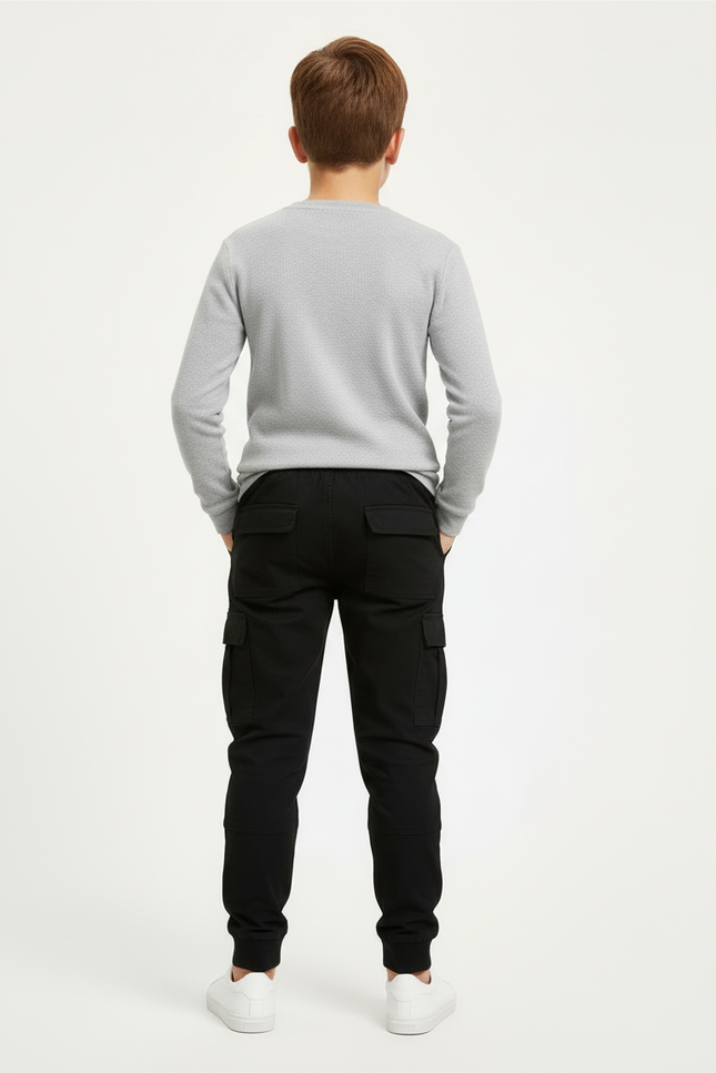 Pantalon Cargo Noir Coton Jogging Confortable Garçon - vue 2