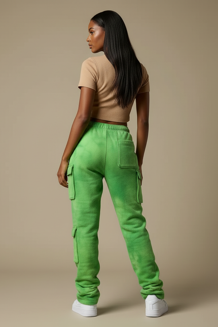 Pantalon Cargo Velours Femme - Vert Molleton - vue 2