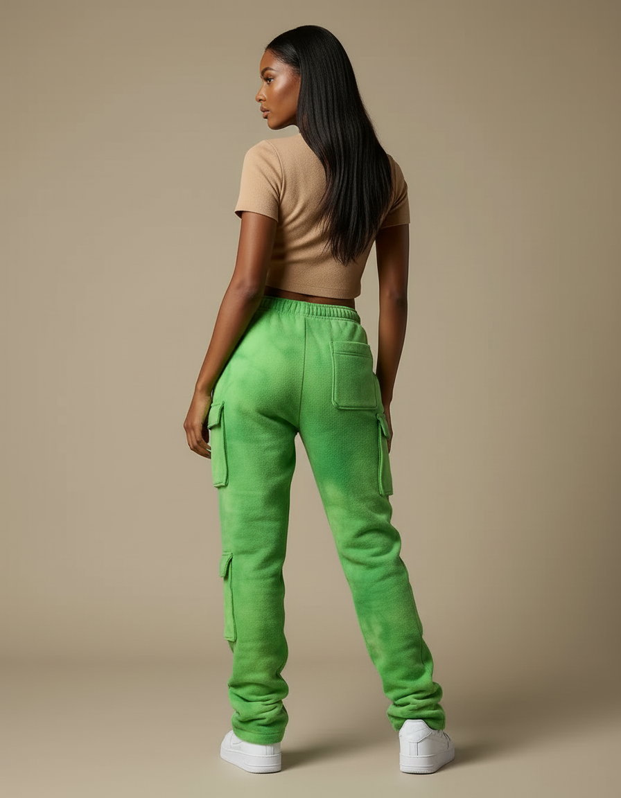 Pantalon Cargo Velours Femme - Vert Molleton - vue 2