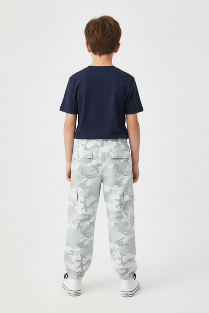 Pantalon Cargo Camouflage Gris Ample Garçon Streetwear - Toile - vue 2