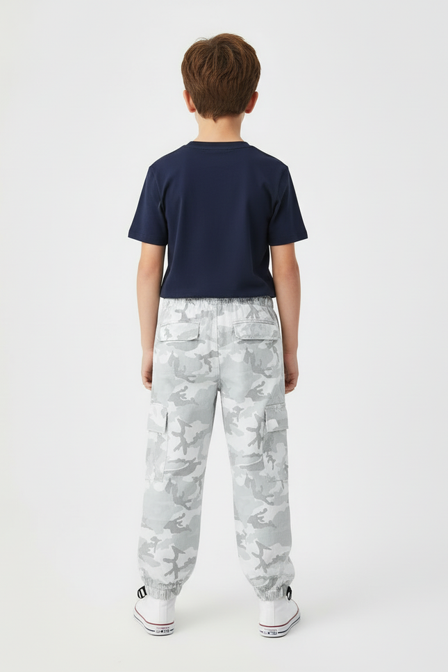 Pantalon Cargo Camouflage Gris Ample Garçon Streetwear - Toile - vue 2