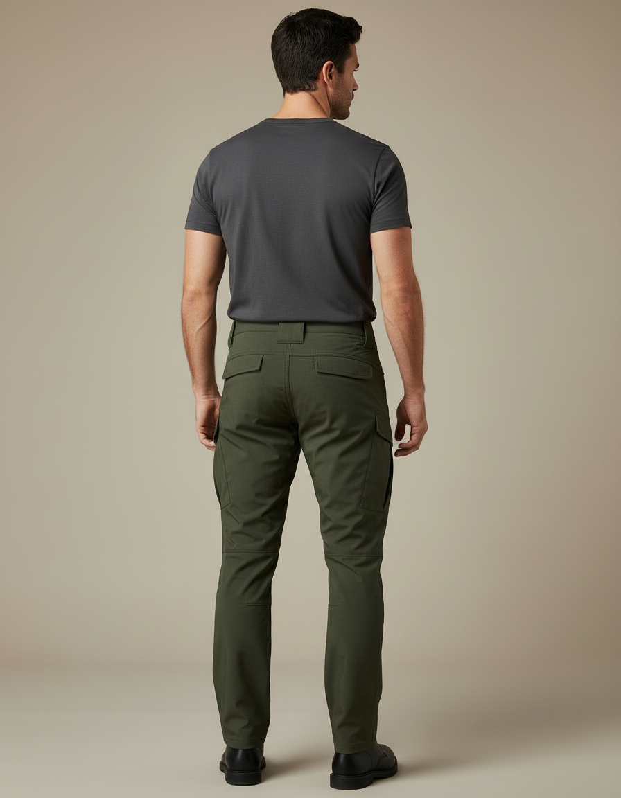 Pantalon Cargo Homme Vert Olive Tapered - Polyester - vue 2