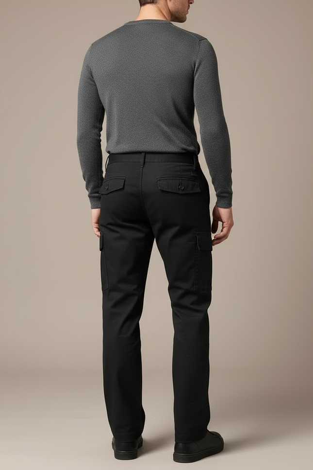 Pantalon Cargo Noir Droit Multipoches Décontracté Homme - Toile - vue 2