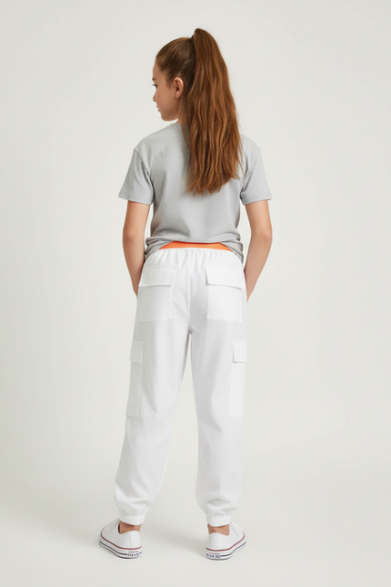 Pantalon Cargo Blanc Ample Enfant Sport Décontracté - Polyester - vue 2