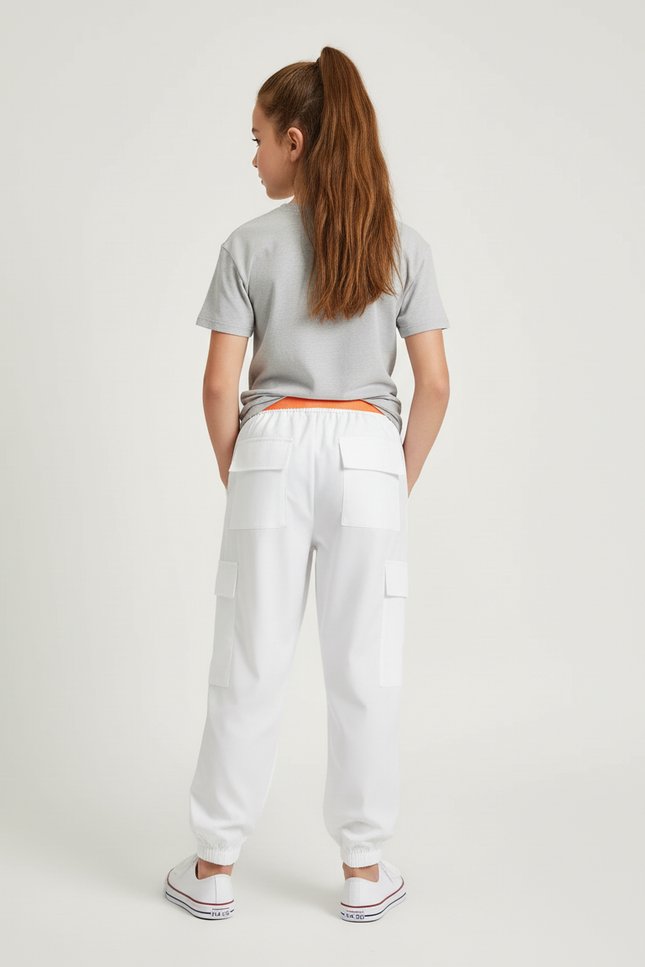 Pantalon Cargo Blanc Ample Enfant Sport Décontracté - Polyester - vue 2