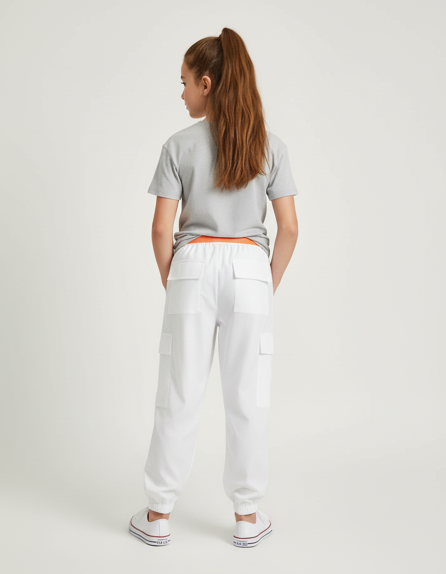 Pantalon Cargo Blanc Ample Enfant Sport Décontracté - Polyester - vue 2